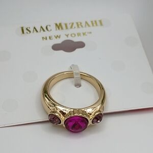 Isaac Mizrahi Gold Ring with Pink & Purple Gemstones NWT
